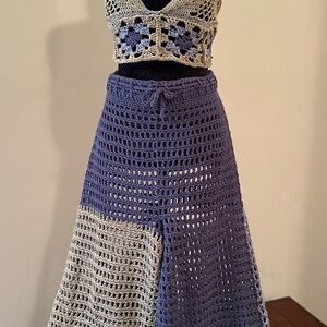 Handmade Crochet Set - Blue and Cream